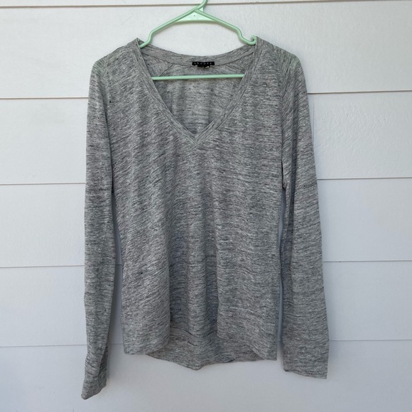 Theory Sweaters - Theory Zephyr Melange Dalphon Sweater Light Grey M